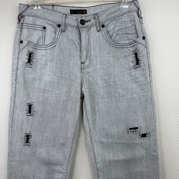 G by Guess Lucas Relaxed Straight Leg Mens Gray Distressed Stitch Jeans Sz. 33 - Picture 2 of 16
